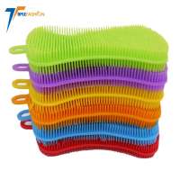 kitchen silicone brush anti bacterial dishwashing brush silicone dish scrubber sponge